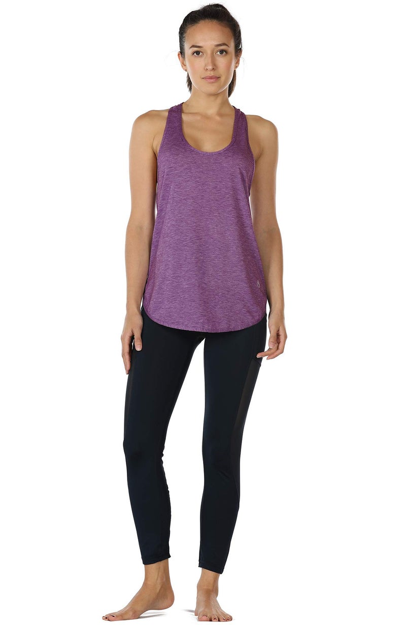 icyzone Workout Tank Tops for Women - Athletic Yoga Tops, Racerback Running Tank Top,Grey/Grape,Small - Image 4